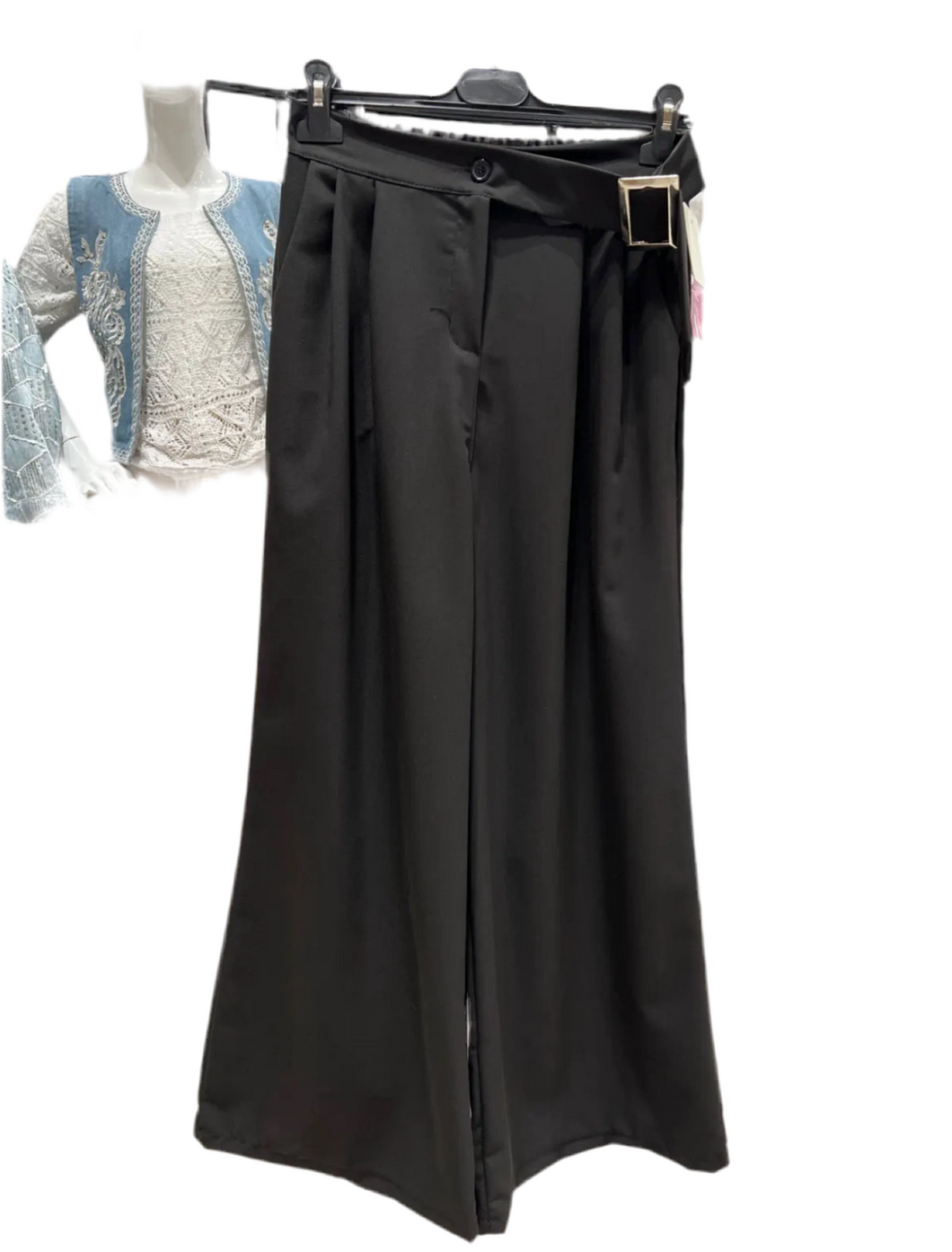 Silver Buckle Wide Leg Trousers