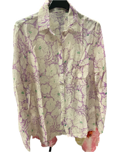 Patterned Button-Down Blouse